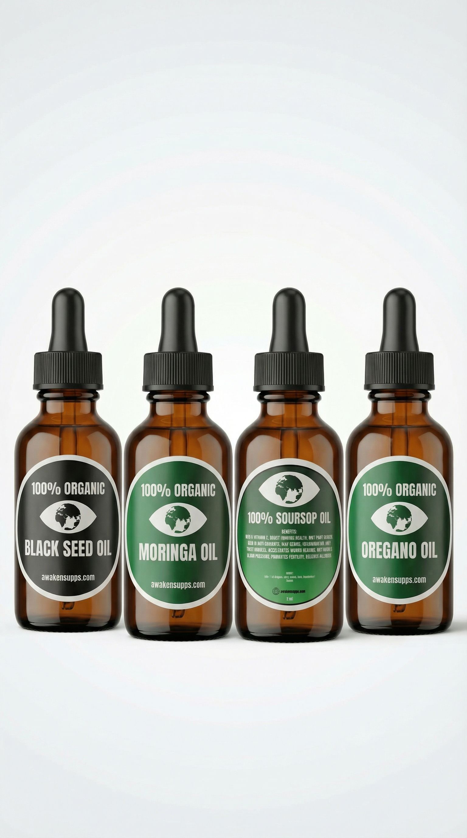 100% Organic Soursop oil, Moringa oil, Oregano Oil & Black Seed Oil (Dr. Sebi Approved)